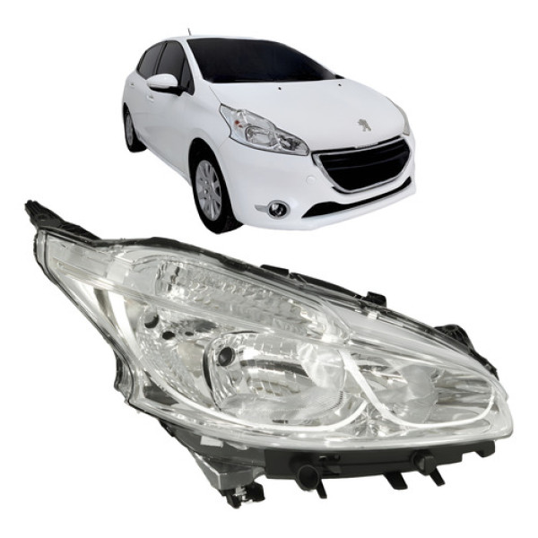 Farol Peugeot 208 2013 2014 2015 2016 2017 Cromado Novo Ld Direito