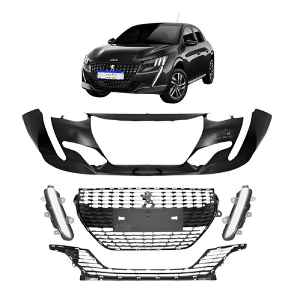 Kit Parachoque Peugeot 208 2020 2021 A 2024 Com Drl Novo Preto