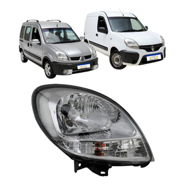 Farol Renault Kangoo 2009 A 2017 Cromado Pisca Cristal Direito/passageiro