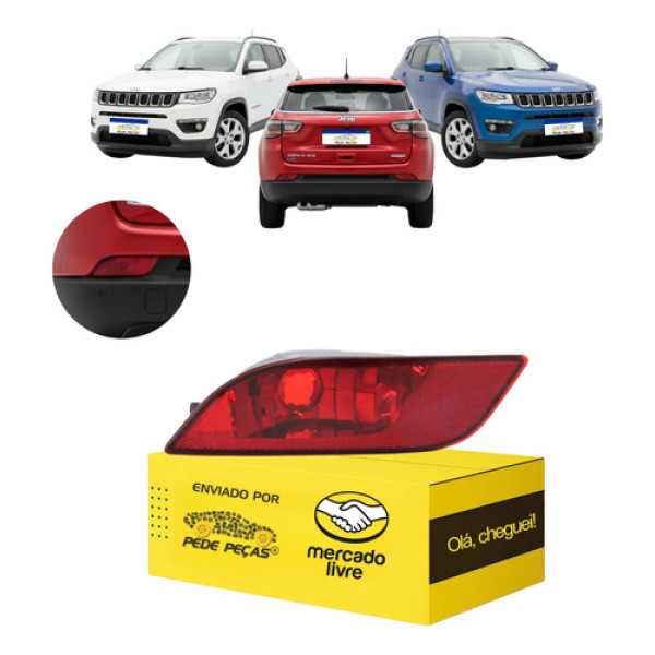 Refletor Lanterna Parachoque Jeep Compass 2017 18 A 2026 Le Vermelho