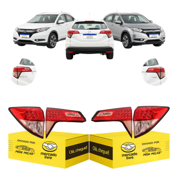 Jogo De Lanternas Canto Tampa Honda Hr-v Ex 2015 16 17 2018 Ambos Lados Cristal