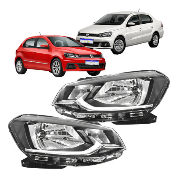Farol Volkswagen Gol Voyage G7 2017 2018 Friso Cromado