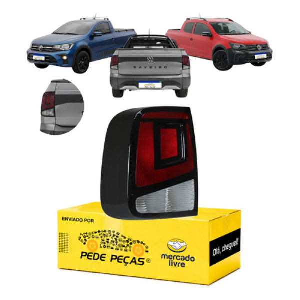 Sinaleira Traseira Esquerda Volkswagen Saveiro 2023 A 2026 Esquerdo/motorista Vermelho/fumê