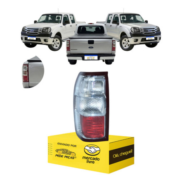 Lanterna Ford Ranger 2010 2011 2012 Ré Cristal Esquerdo Esquerdo/motorista Vermelho Cristal