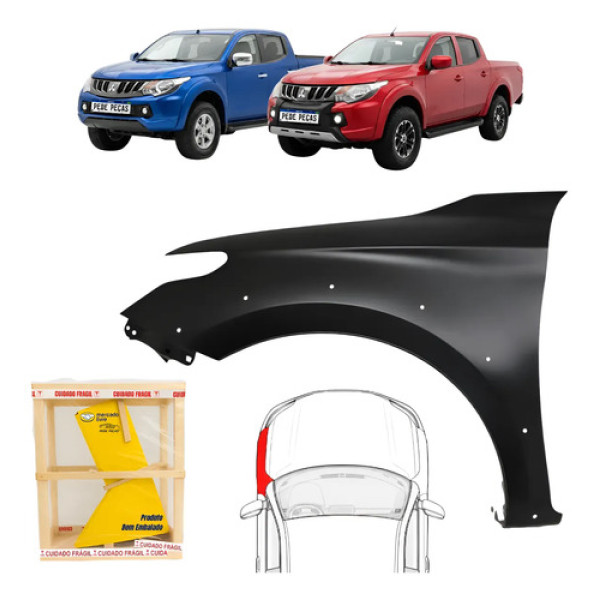 Paralama L200 Triton 2018 19 20 21 22 2023 S/furo Pisca Le
