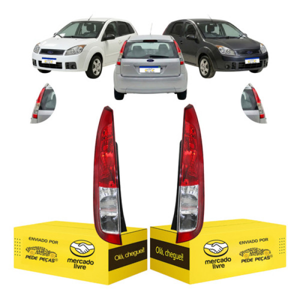 Par Lanterna Sinaleira Fiesta Hatch 2008 2009 2010 Cristal Ambos Lados Vermelho Cristal