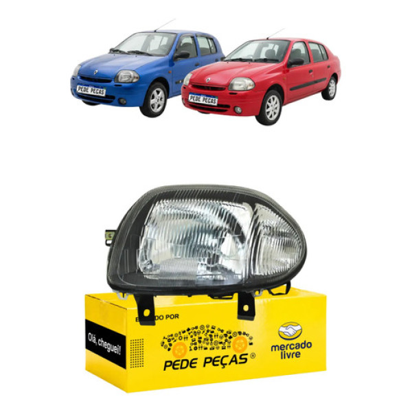 Farol Renault Clio Hatch Sedan 1999 2000 01 02 2003 Novo L.e Esquerdo/motorista