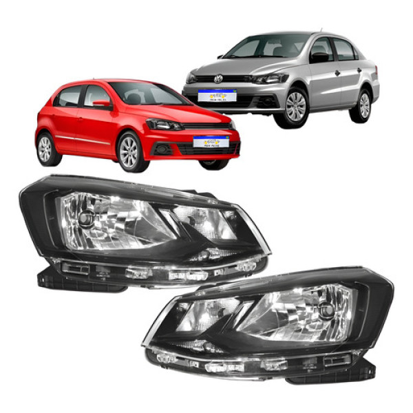 Farol Vw Gol Voyage G7 2017 2018 Friso Preto Novo