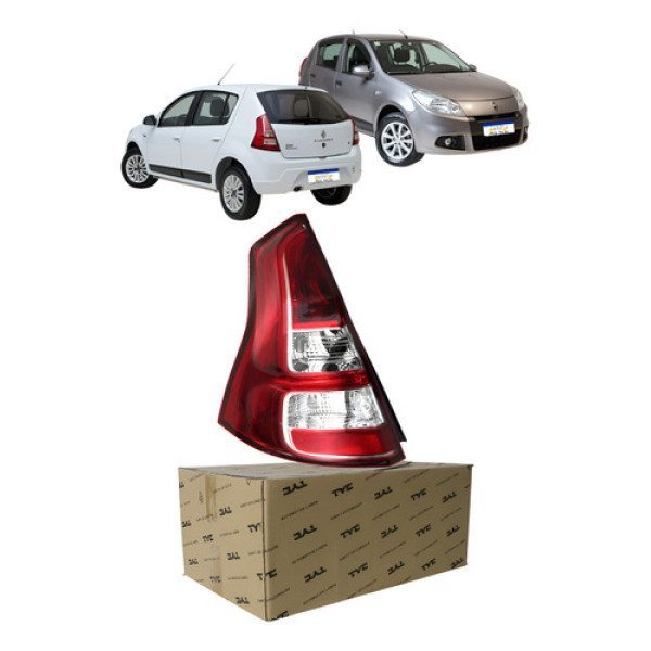 Lanterna Esquerda Renault Sandero 2012 A 2014 Borda Vermelha Esquerdo/motorista Vermelho