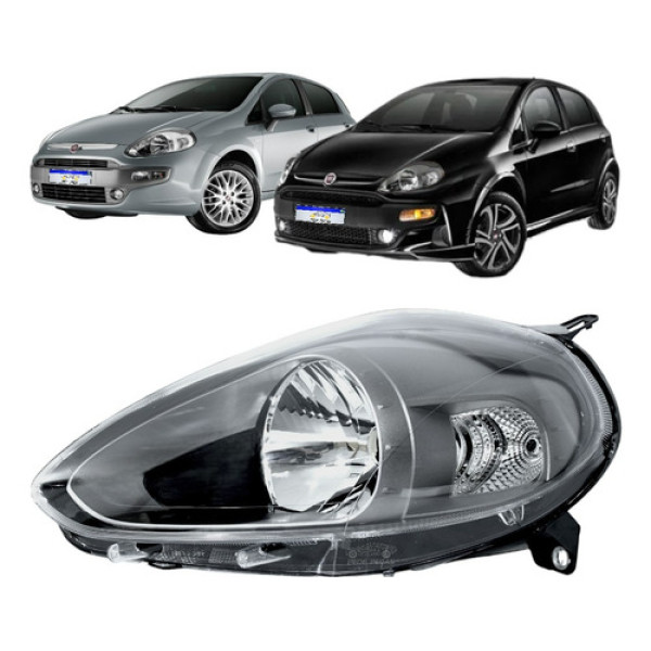 Farol Fiat Punto Mascara Cinza 2013 A 2017 Novo Esquerdo