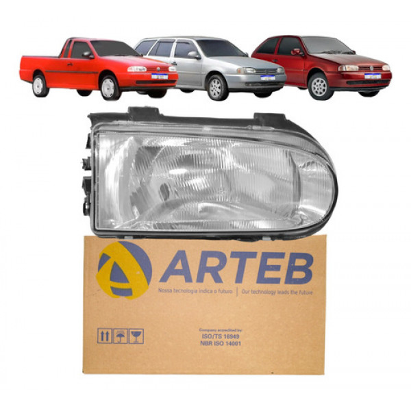 Farol Vw Gol 1995 1996 1997 1998 1999 Cromado Arteb L.d