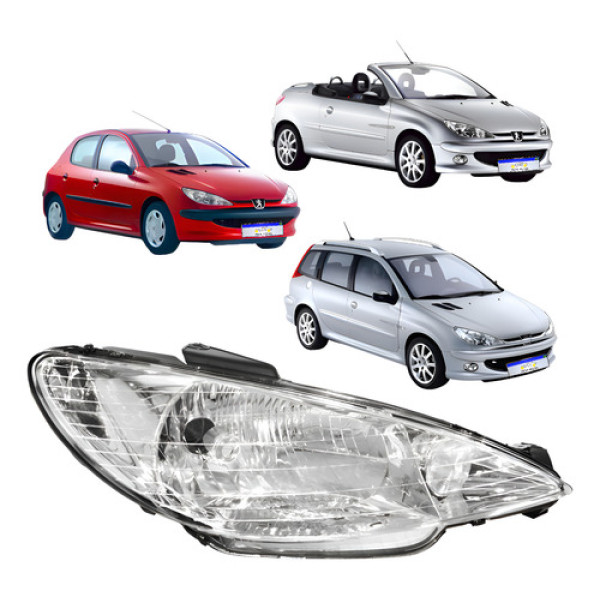 Farol Peugeot 206 2000 A 2005 2006 2007 2008 2009 2010 L.d - Direito