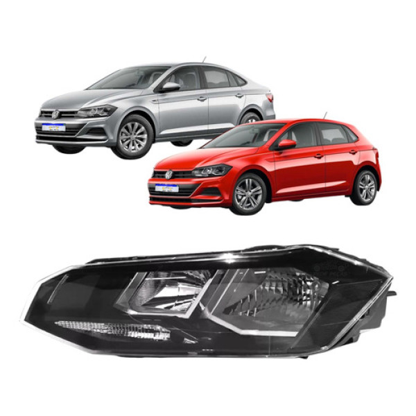 Farol Volkswagen Polo Virtus 2018 A 2022 Friso Preto Le