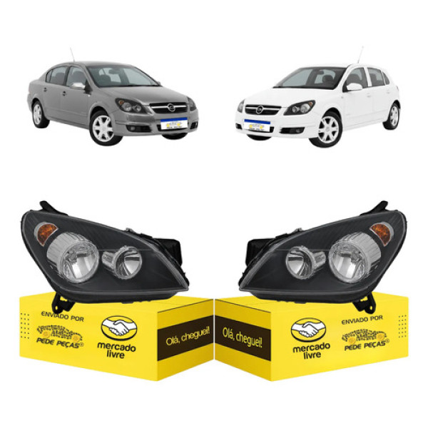 Par Farol Chevrolet Vectra 2006 2007 2008 Mascara Negra Novo Ambos Lados