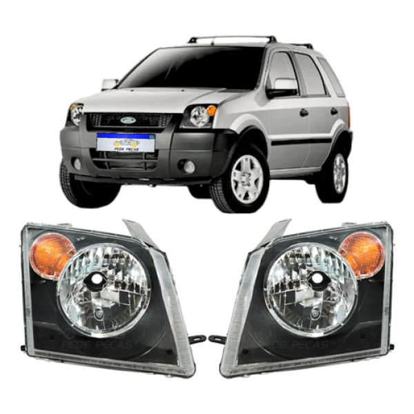 Farol Ford Ecosport 2003 2004 2005 2006 2007 Máscara Negra