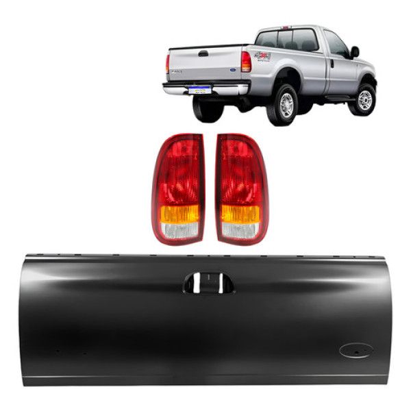 Kit Tampa E Lanternas F-250 F-350 F-4000 Ford 1999 A 2011  - Preto