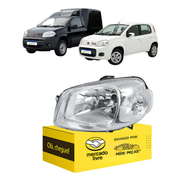 Farol Fiat Uno Vivace Fiorino 2012 2013 2014 15 Cromado L.e Esquerdo