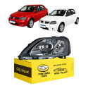 Farol Renault Logan 2007 2008 2009 2010 Máscara Cinza Le Esquerdo/motorista