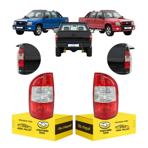Lanterna Traseira Chevrolet S10 2009 2010 2011 Cristal Par Ambos Lados Vermelho Cristal