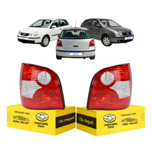 Par Lanterna Sinaleira Vw Polo Hatch 2003 2004 2005 2006 Ambos Lados Vermelho
