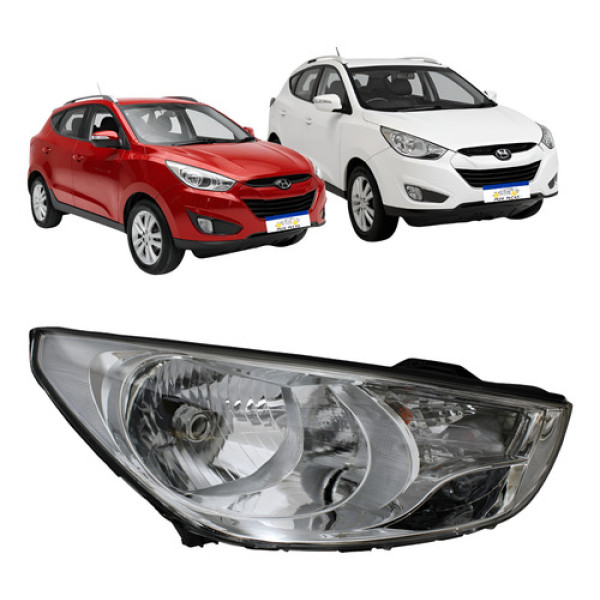 Farol Hyundai Ix35 2010 A 2015 Cromado Foco Simples Ld Novo Direito/passageiro