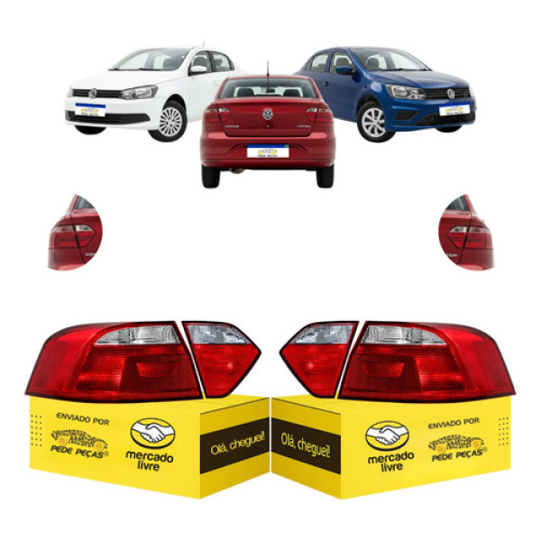 Jogo Lanterna Traseira Vw Voyage 2013 14 15 16 A 2023 Fumê Ambos Lados