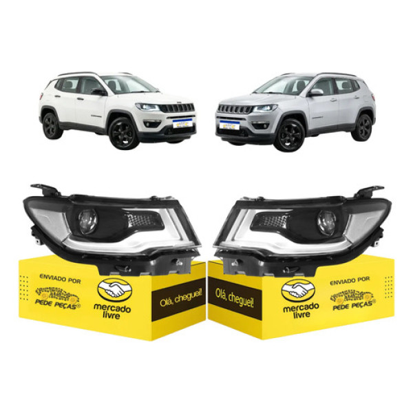 Par Farol Sinaleira Jeep Compass 2017 2018 A 2021 Com Led Ambos Lados