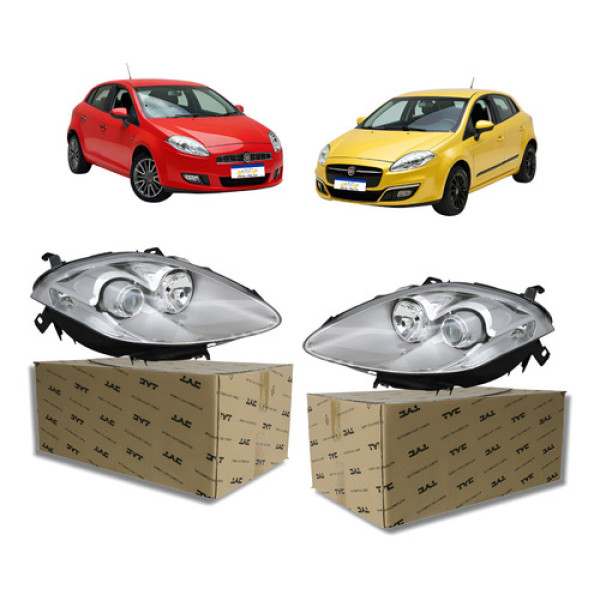 Par Farol Elétrico Fiat Bravo 2011 A 2016 Foco Duplo C/globo Ambos Lados