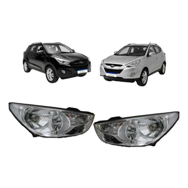 Par Farol Hyundai Ix35 2010 A 2015 Cromado Foco Simples Novo Ambos Lados