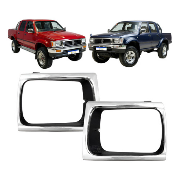 Par Moldura Farol Toyota Hilux 1992 1993 1994 A 2001 Cromado