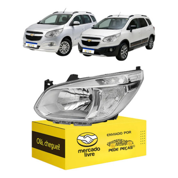 Farol Gm Spin 2012 13 14 15 16 17 2018 Cromado C/avaria Le Esquerdo/motorista