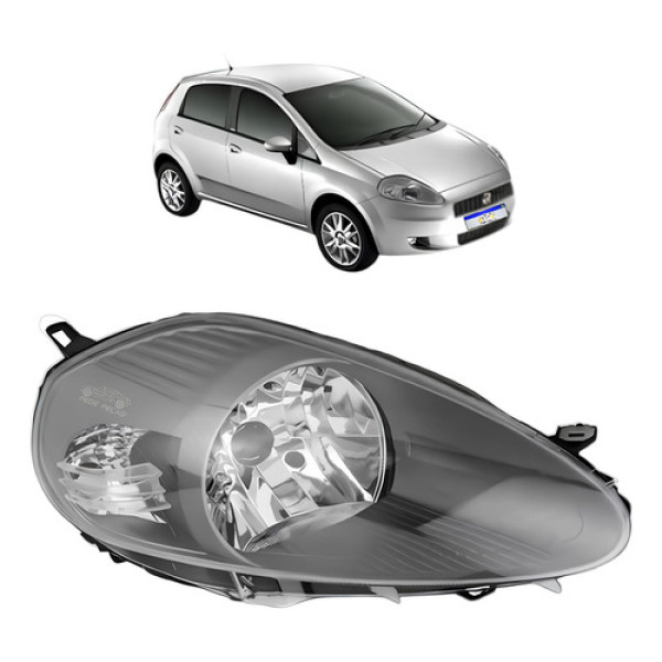 Farol Fiat Punto 2007 2008 2009 2010 A 2012 Mascara Cinza Ld