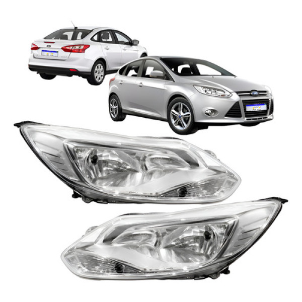 Par Farol Ford Focus 2014 2015 Dianteiro Novo Cromado  - Direito