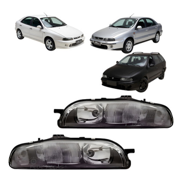 Par Farol Fiat Marea 1998 1999 A 2007 Fumê Elétrico S/ Motor