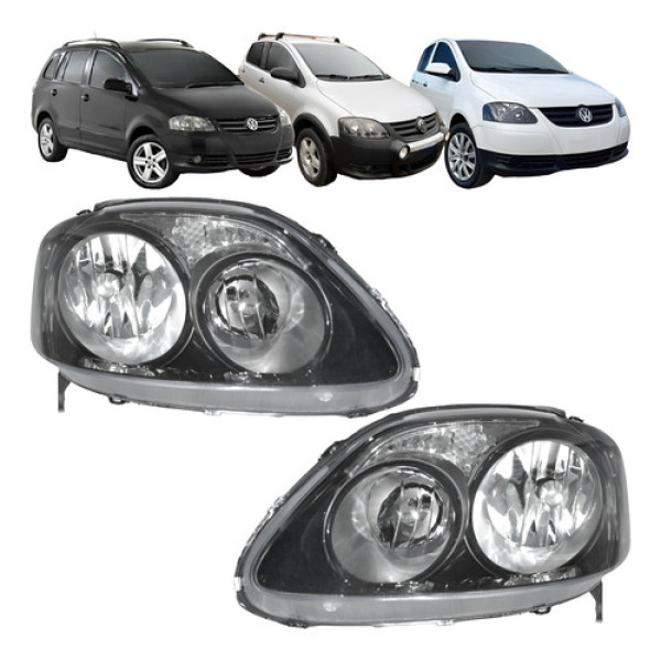 Par Farol Volkswagen Fox Spacefox 2008 2009 2010 Foco Duplo Direito