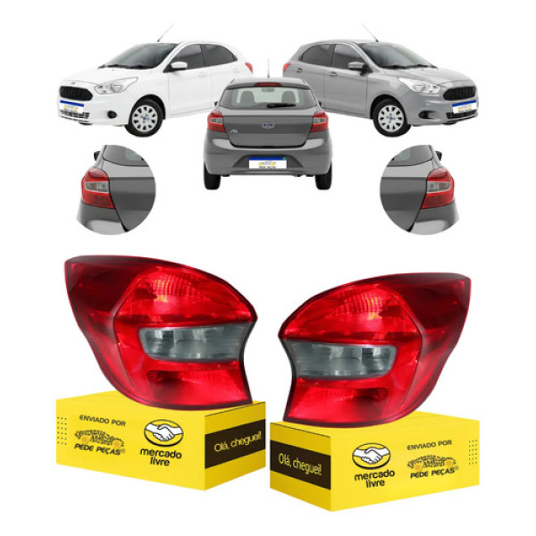 Par Sinaleira Traseira Ford Ka Hatch 2015 16 17 A 2021 Fumê Ambos Lados Bicolor/fumê