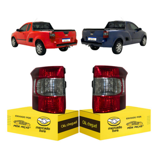 Par Lanterna Chevrolet Montana 2011 2012 2013 A 2021 Fume Ambos Lados Vermelho/fumê