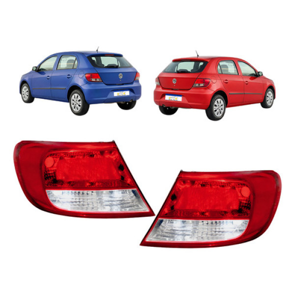 Par Lanterna Vw Gol G5 2009 2010 2011 2012 Cristal Ambos Lados Vermelho