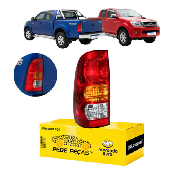Lanterna Traseira Hilux 2006 A 2011 Std, Sr, Srv Le Esquerdo/motorista Vermelho