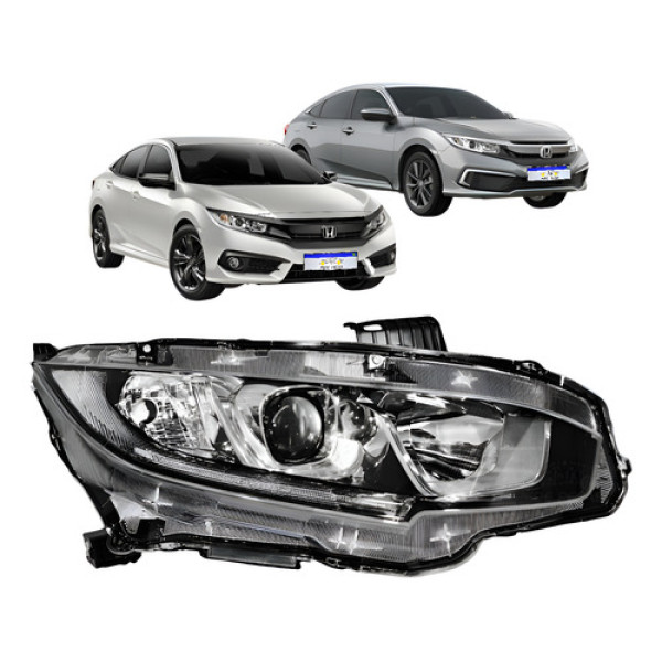 Farol Honda Civic G10 2017 2018 A 2021 Com Led Elétrico Ld Direito/passageiro Farol Honda Civic G10 2017 2018 A 2021 Com Led Elétrico Ld Direito/passageiro