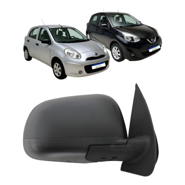 Retrovisor Nissan March 2012 A 2020 Manual Preto Texturizado