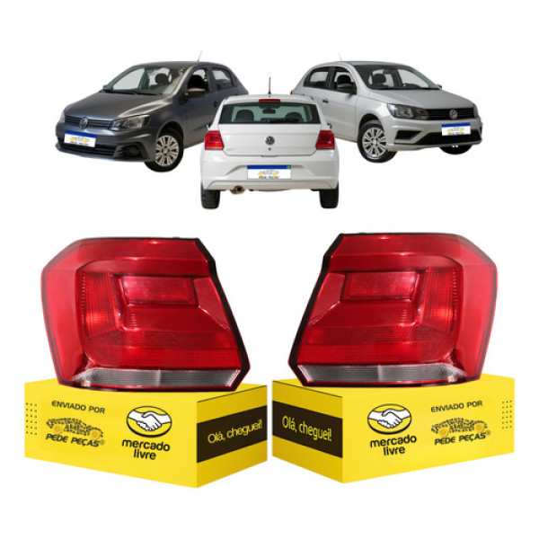 Par Lanterna Vw Gol G7 G8 2017 2018 2019 2020 2021 2022 2023 Ambos Lados Vermelho