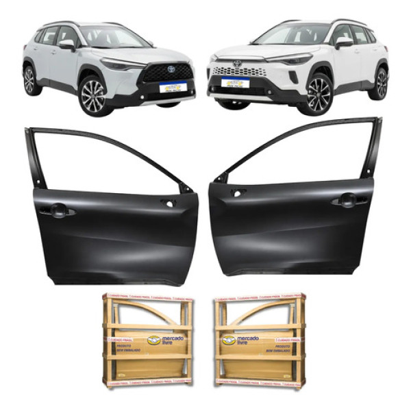 Par Porta Dianteira Toyota Corolla Cross 2021 A 2026 Dianteira Ambos Os Lados Preto
