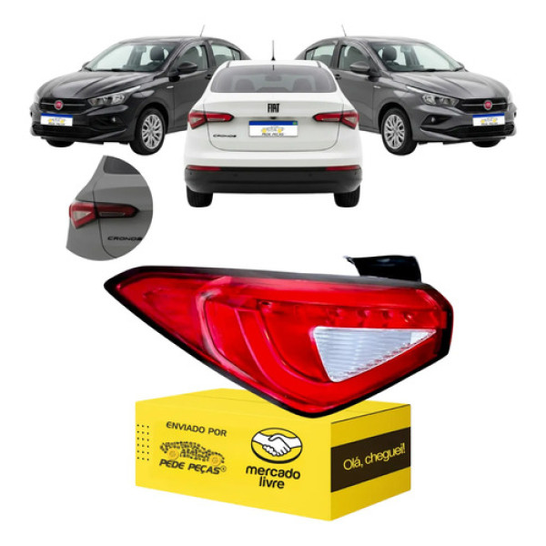 Lanterna Sinaleira Fiat Cronos 2018 A 2026 C/led Cristal Ld Direito/passageiro Vermelho