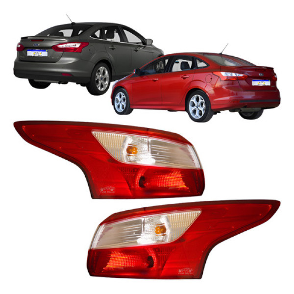 Par Lanterna Traseira Ford Focus Sedan S Titanium 2014 2015 Direito/passageiro Vermelho/bicolor