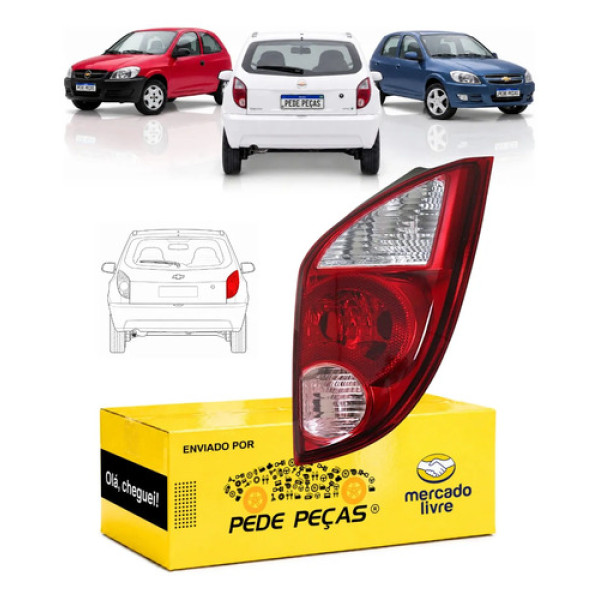 Sinaleira Traseira Gm Celta 2007 2008 2009 A 2015 Ré Rosa Ld Direito/passageiro Vermelho