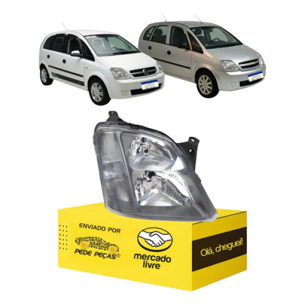 Farol Meriva Ss 2003 2004 2005 2006 A 2012 Mascara Cinza Ld Direito/passageiro