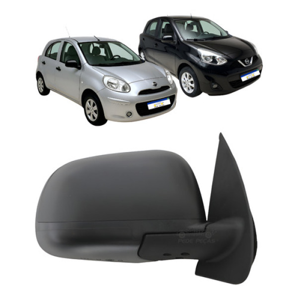 Retrovisor Nissan March 2012 A 2020 Manual Preto Texturizado