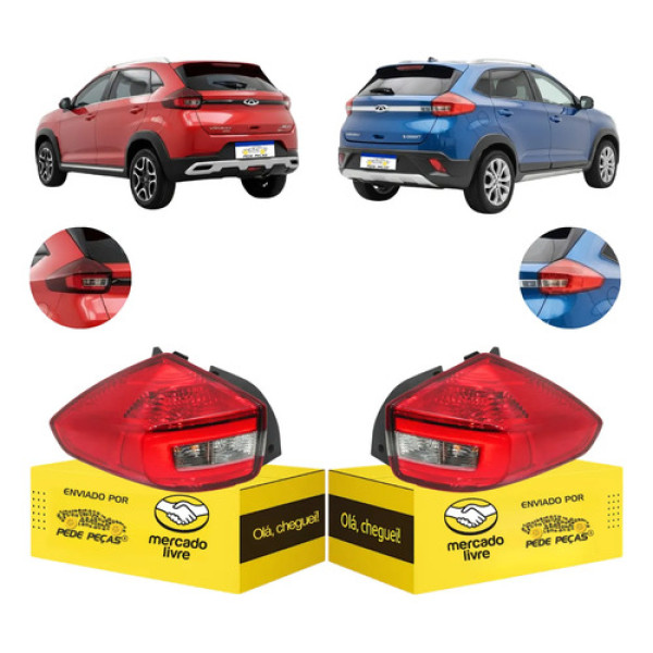 Lanterna Sinaleira Tiggo 2 2018 2019 2020 A 2022 C/led Par Ambos Lados Cristal