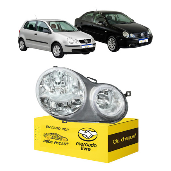 Farol Vw Polo 2003 2004 2005 2006 Cromado Dianteiro Novo